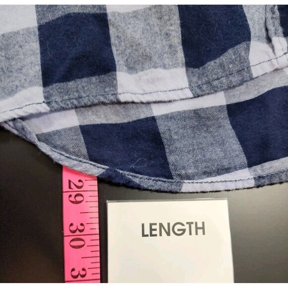 Time & Tru Womens XXL Blue Shirt Button Up Checker Plaid Classic Cozy Ranch Warm - Picture 14 of 15